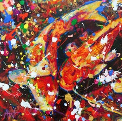 Koi dorado, Pintura, Óleo sobre lienzo