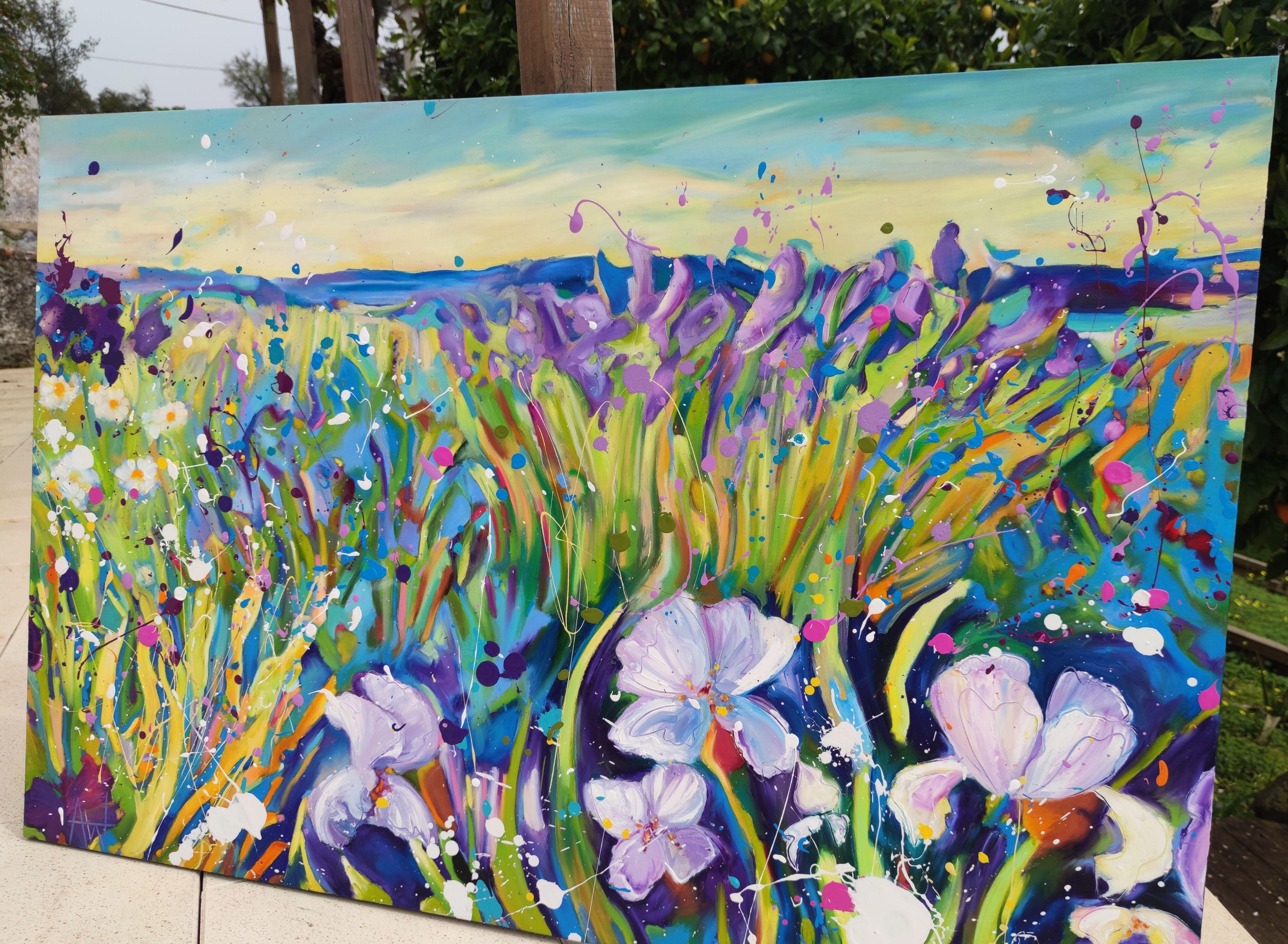 Lavender Fields, Painting, Oil on Canvas For Sale 2