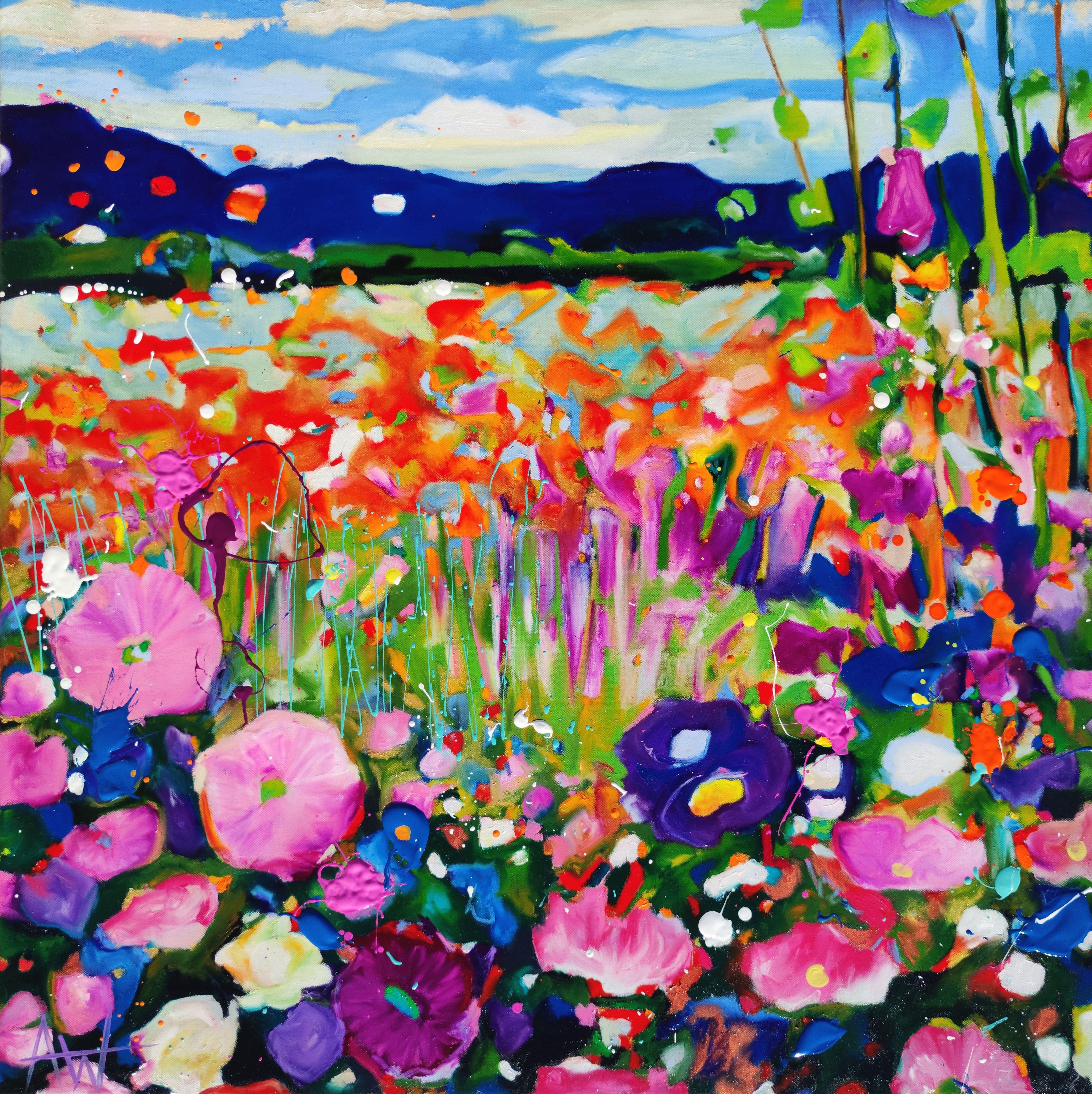 Saujana, Pintura, Óleo sobre lienzo - Painting de Angie Wright