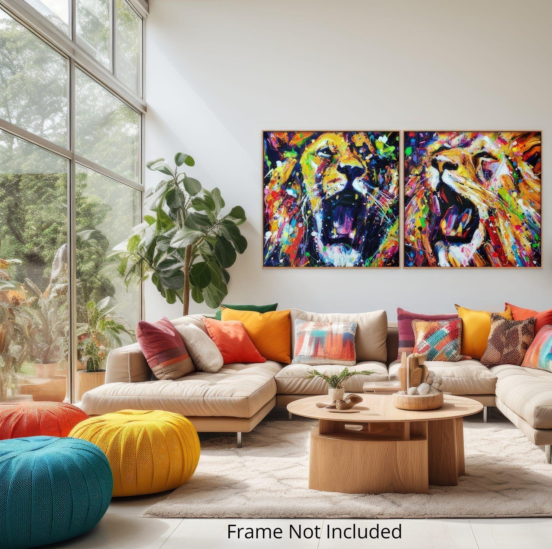 Two Tribes (Diptych), Painting, Oil on Canvas For Sale 1