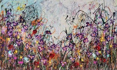 Where The Wild Flowers Bloom (Diptych), Painting, Acrylic on Canvas