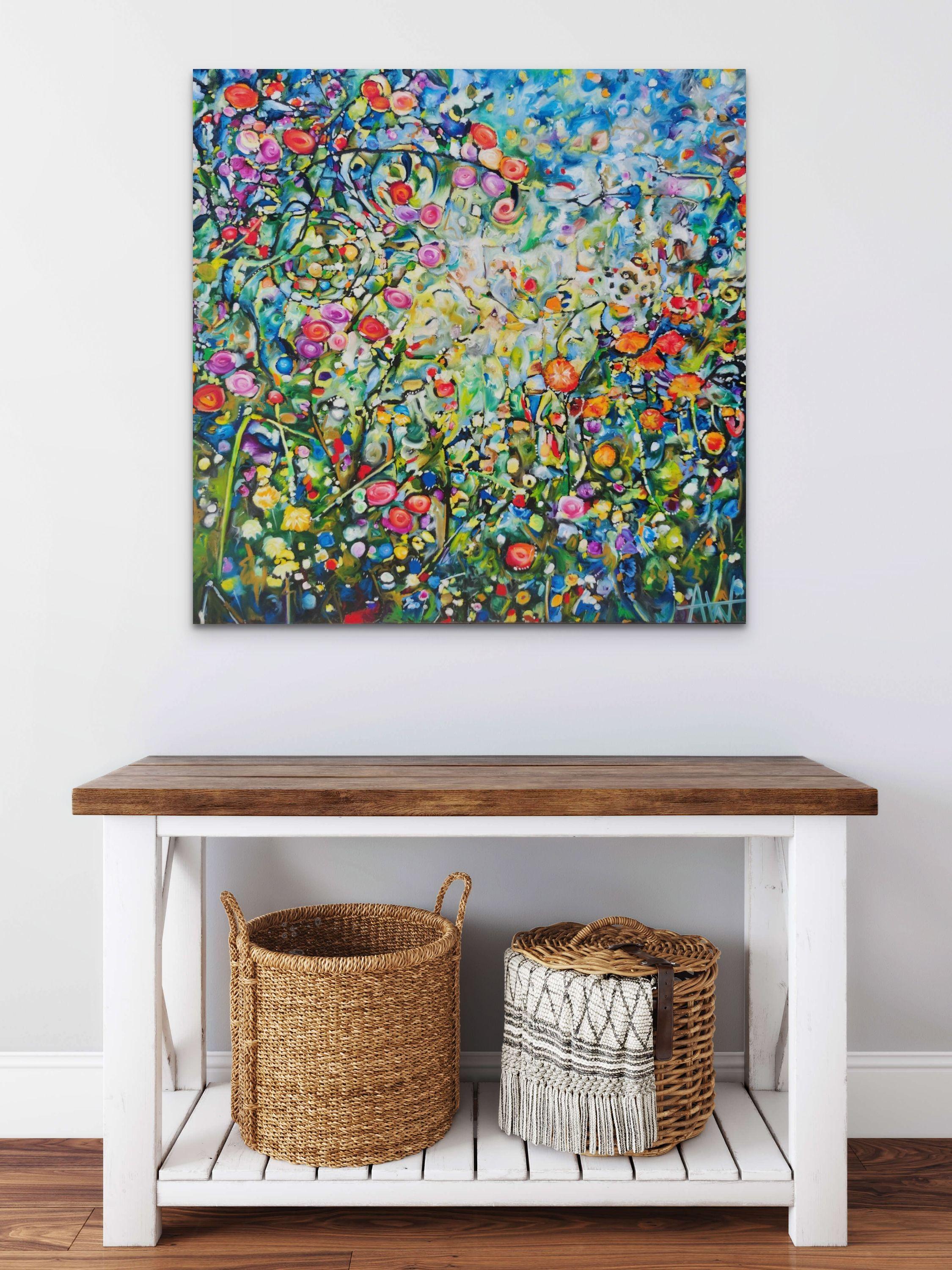 Wild Summer Hullabaloo, Gemälde, Öl auf Leinwand – Painting von Angie Wright