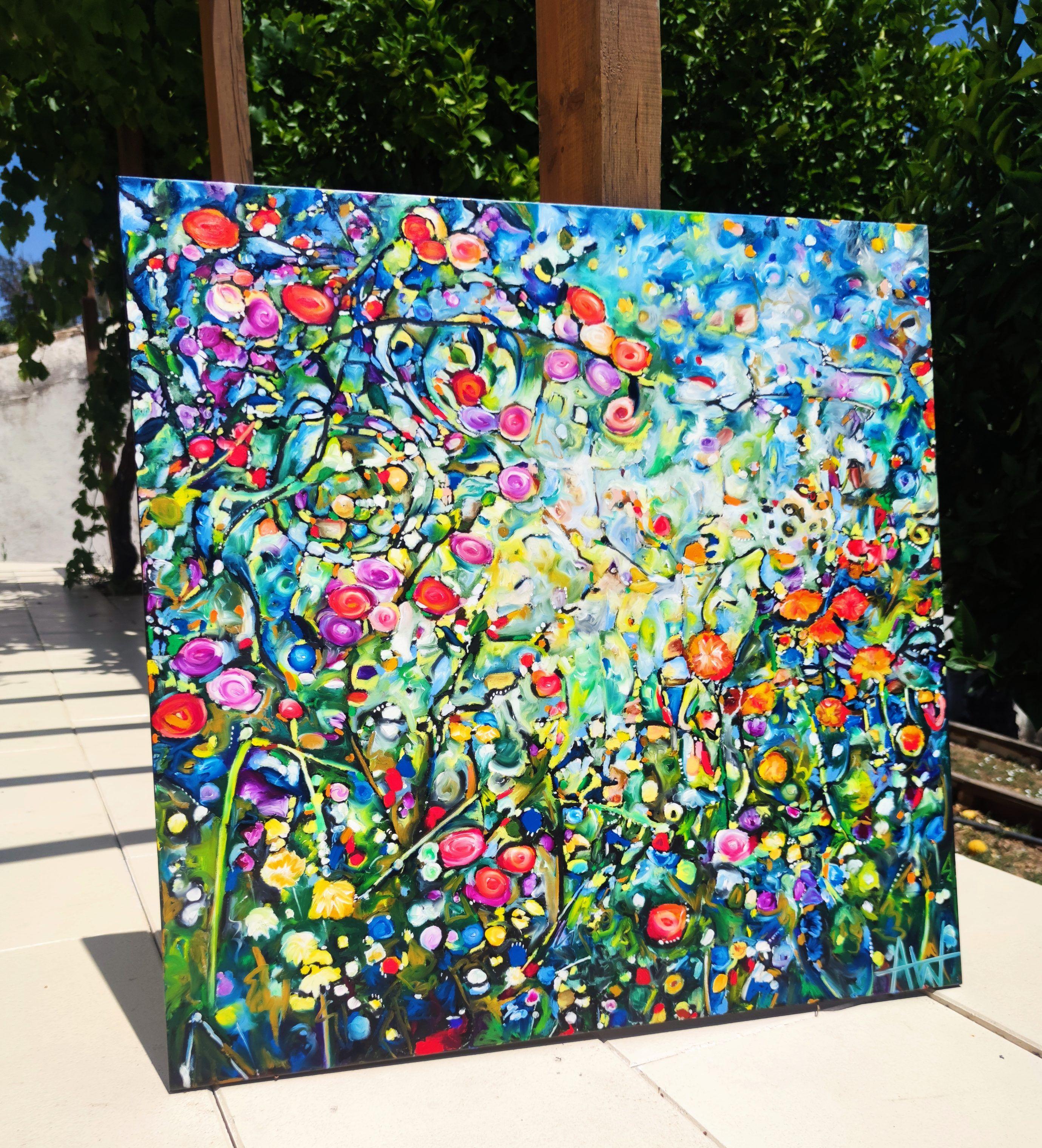 Wild Summer Hullabaloo, Gemälde, Öl auf Leinwand (Abstrakt), Painting, von Angie Wright