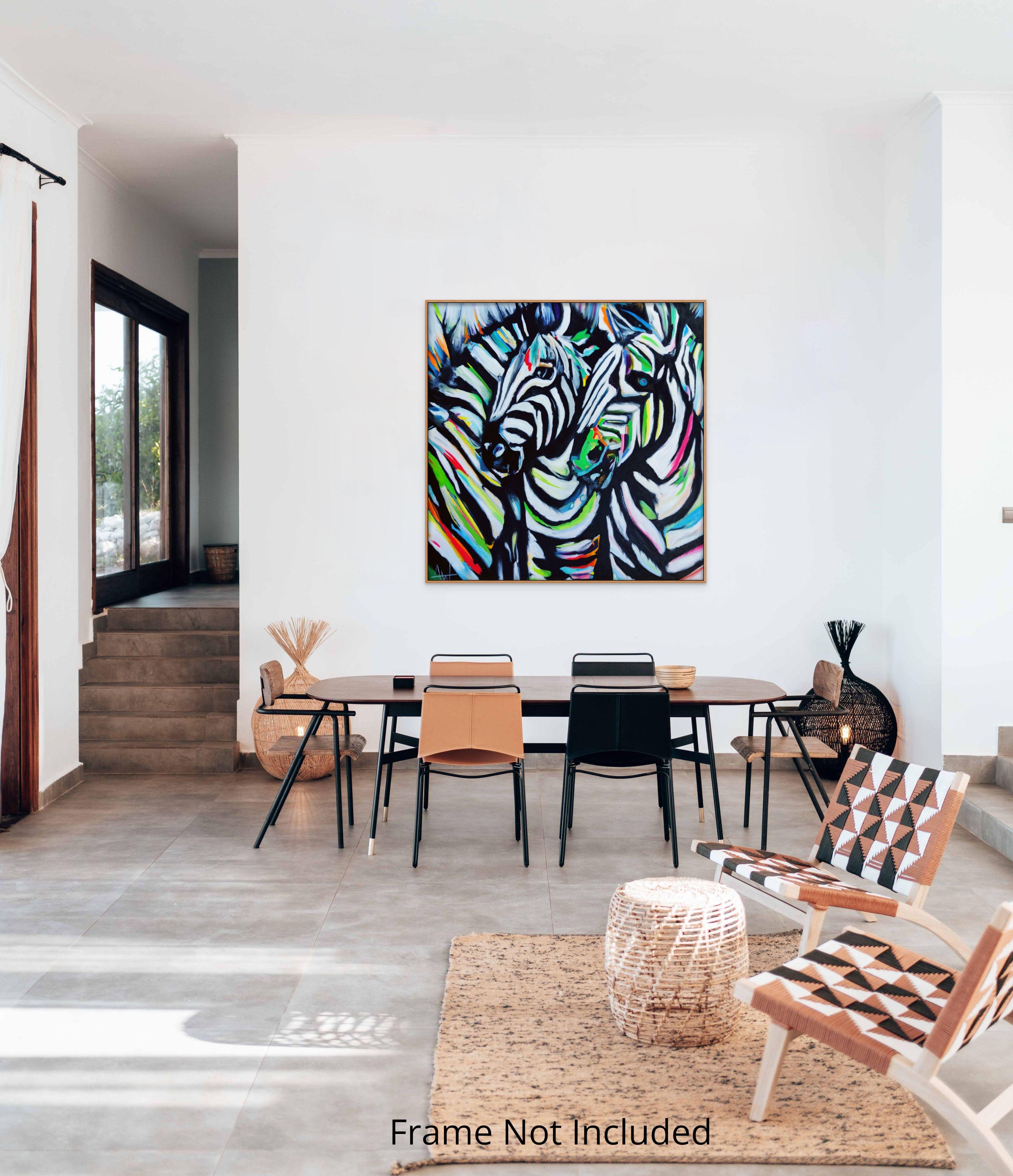 Zebralicious, Painting, Oil on Canvas - Black Abstract Painting by Angie Wright
