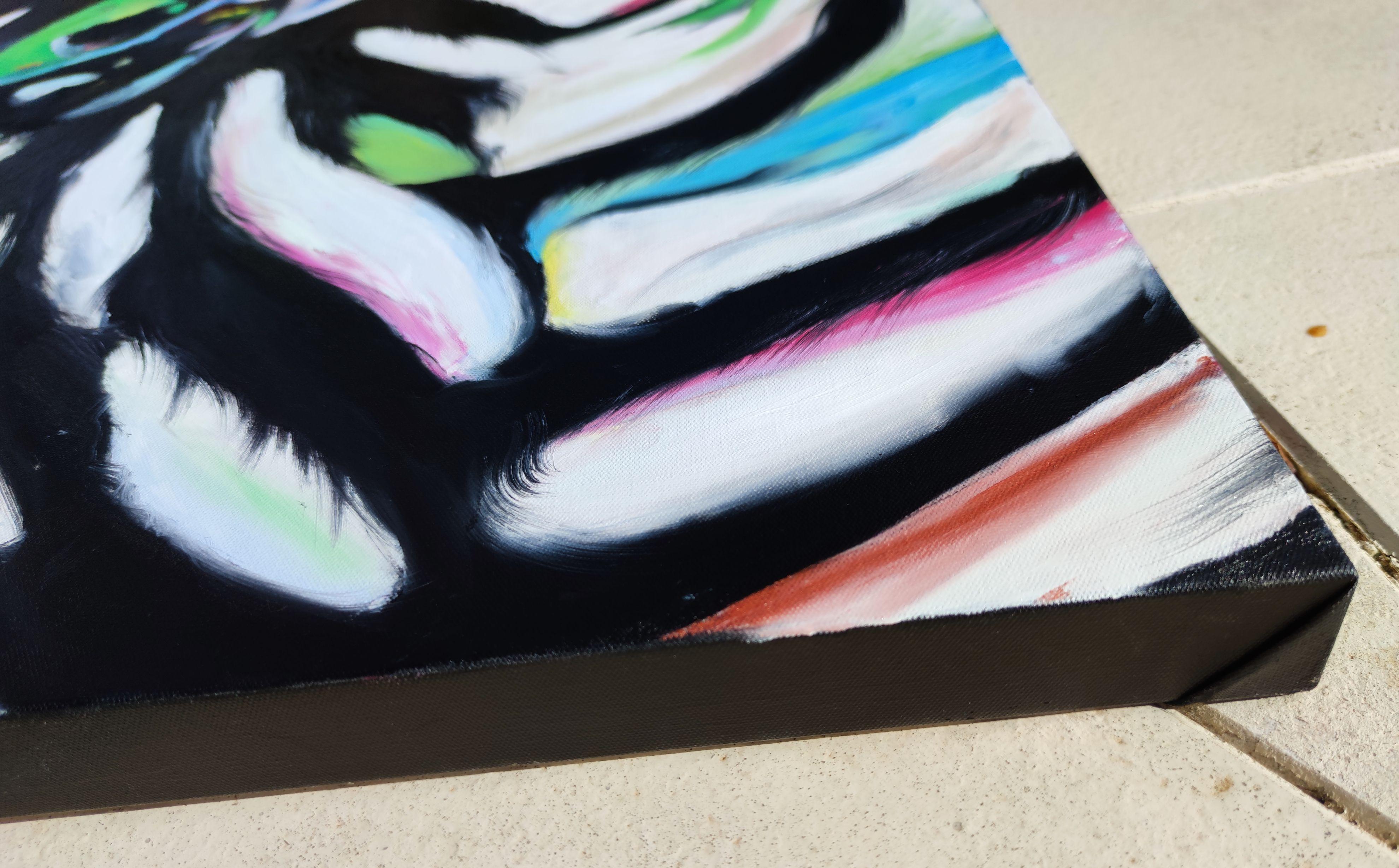 Zebralicious, Pittura, Olio su tela - Painting Astratto di Angie Wright