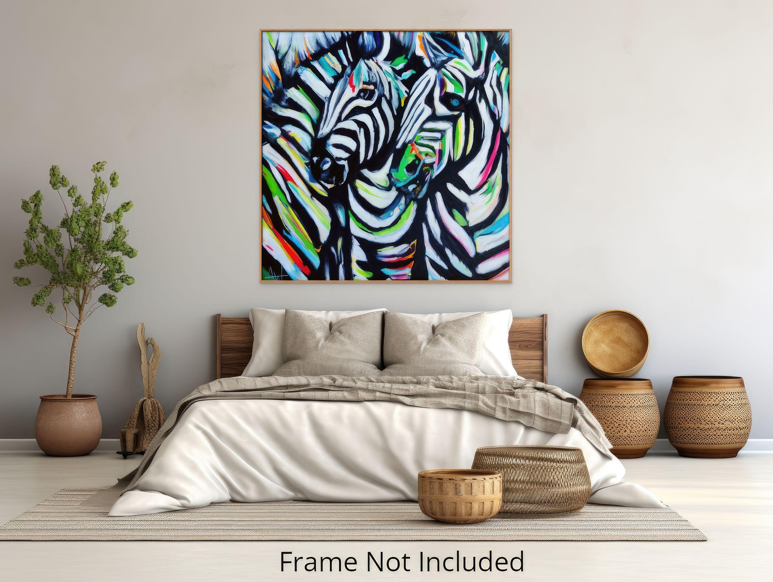 Zebralicious, Pittura, Olio su tela - Abstract Painting Nero di Angie Wright