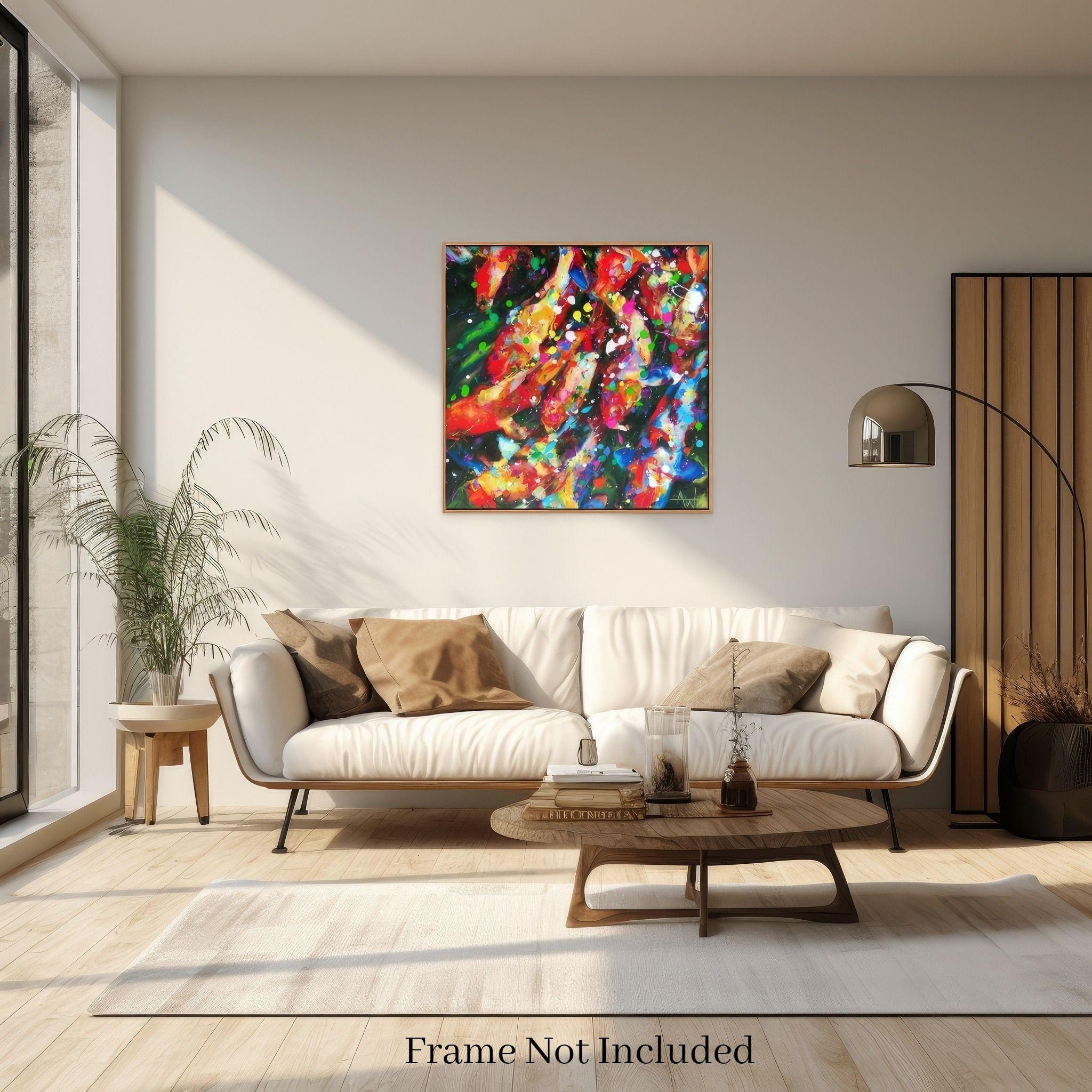Zen Koi, Pittura, Olio su tela - Painting di Angie Wright
