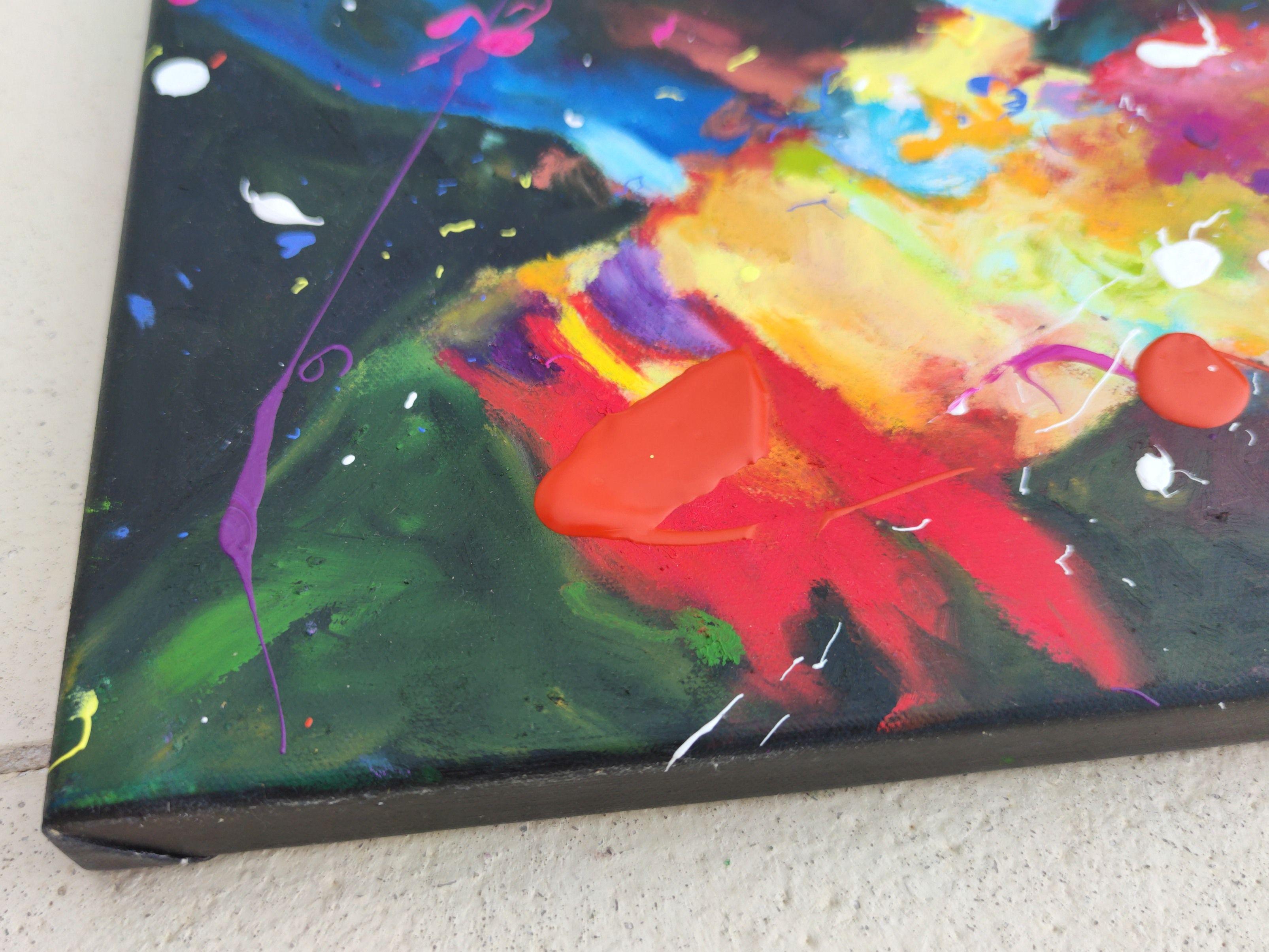 Zen Koi, Pittura, Olio su tela - Painting Astratto di Angie Wright