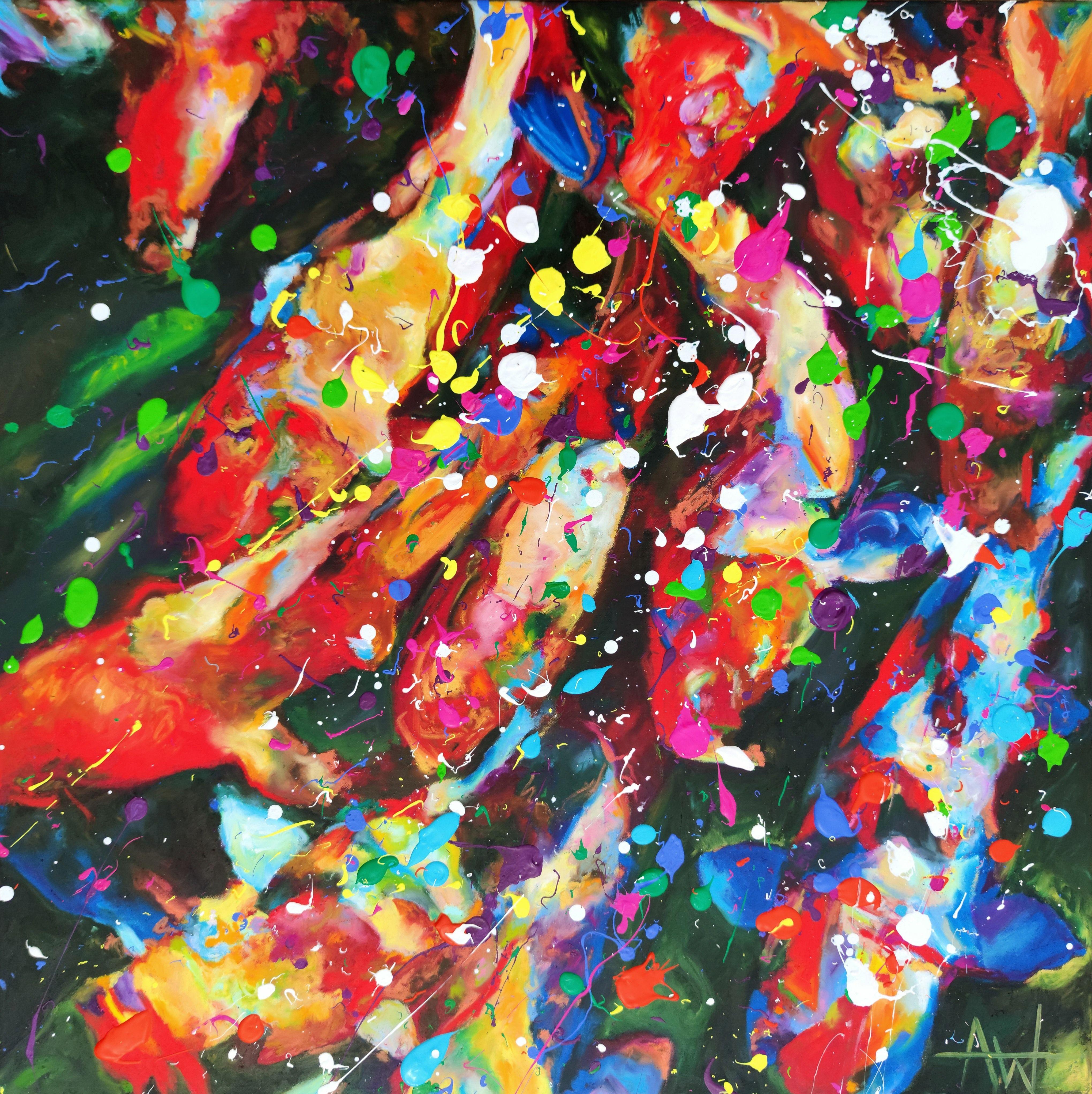 Abstract Painting di Angie Wright - Zen Koi, Pittura, Olio su tela