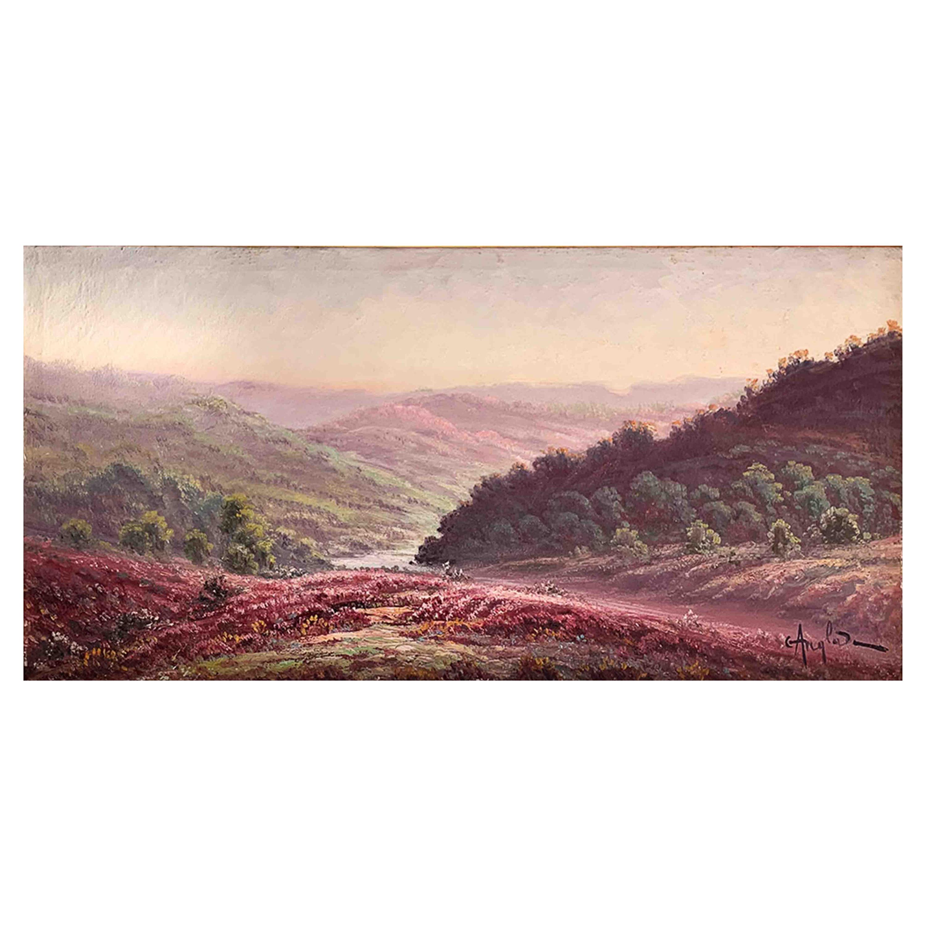 Anglade Gaston '1854-1919' "Landscape with Heather in Dordogne" For Sale