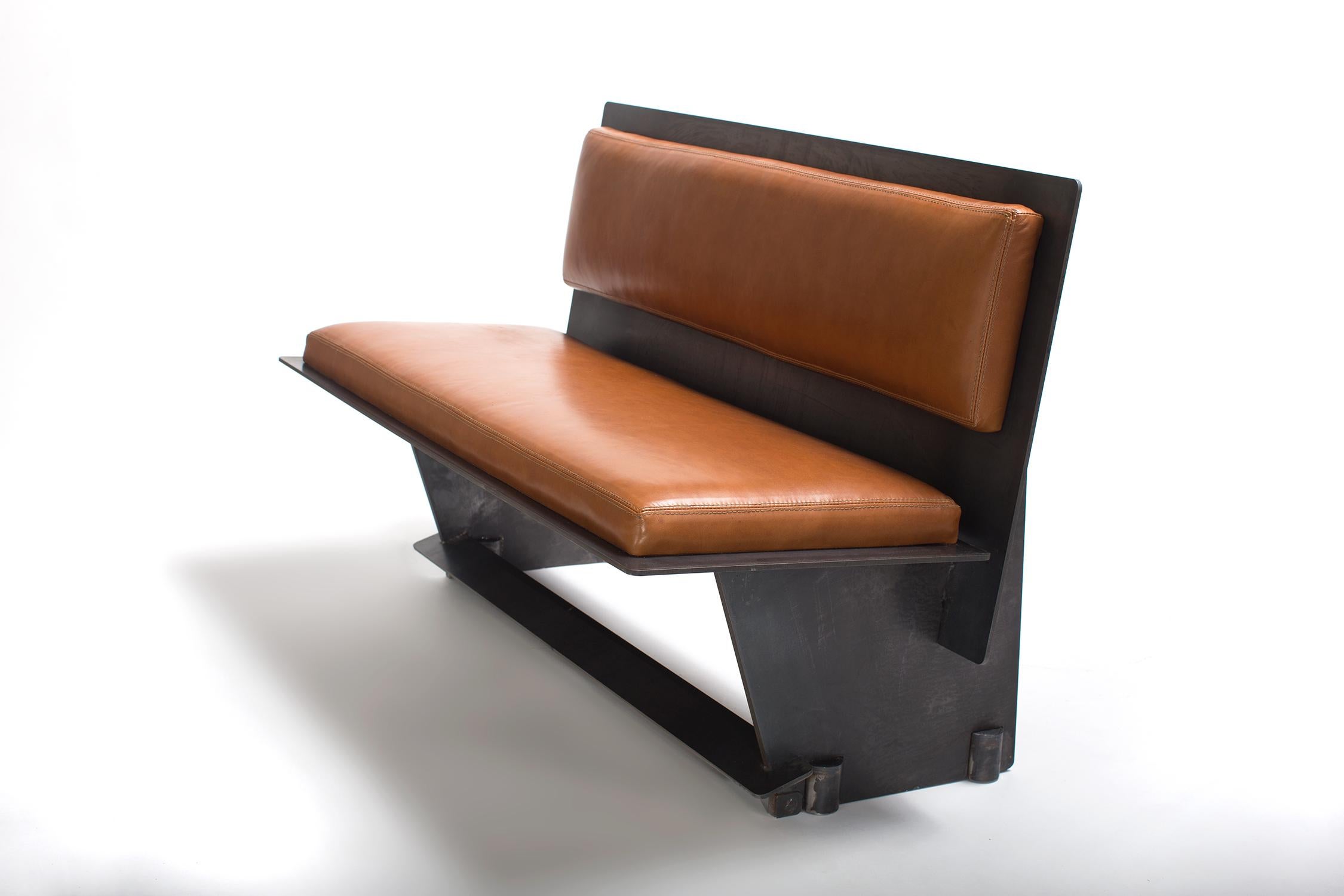 Blackened 'Angle Bench' Industrial Bench by Basile Built - Limited Edition For Sale