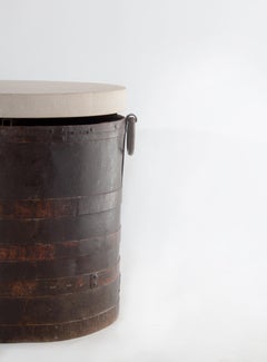 Angle Colonial Metal Storage Bin with Limestone Top