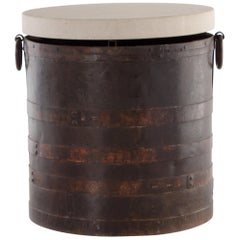 Antique Angle Colonial Metal Storage Bin with Limestone Top