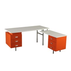 Bureau d'angle de George Nelson Wood Formica Vintage:: Italie:: années 1960-1970