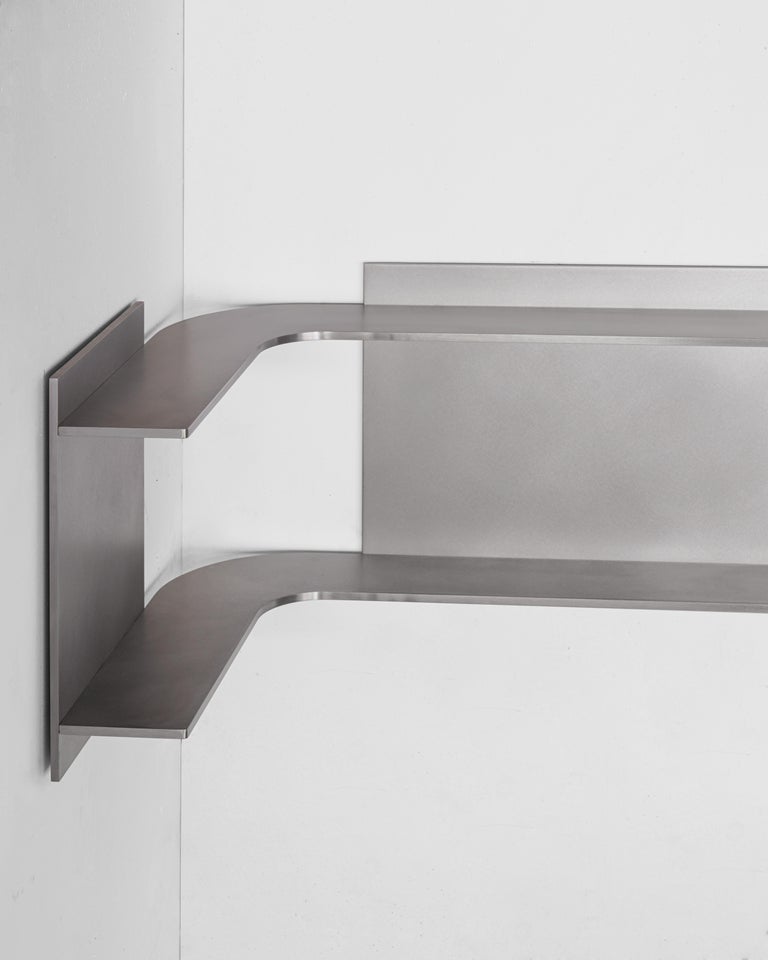 Modern Angle Shelf in Waxed Aluminium by Johan Viladrich For Sale