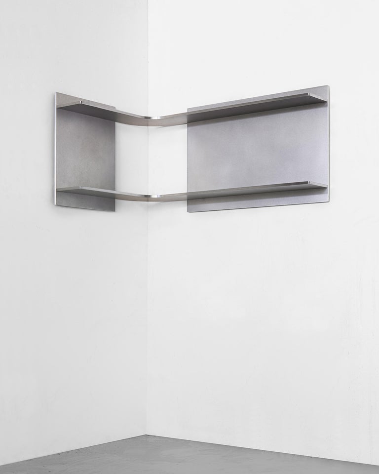 Dutch Angle Shelf in Waxed Aluminium by Johan Viladrich For Sale