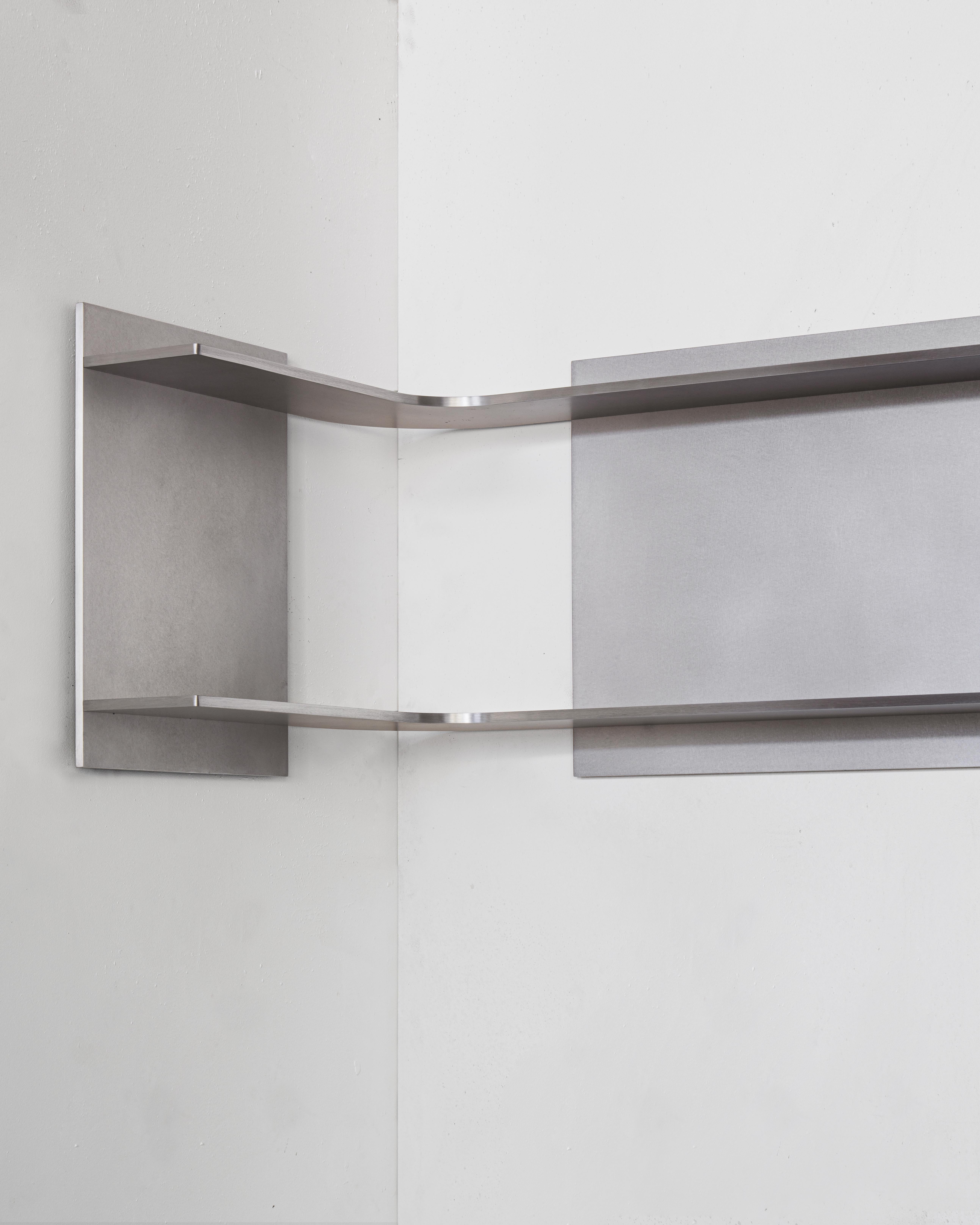 Dutch Angle Shelf in Waxed Aluminium by Johan Viladrich For Sale