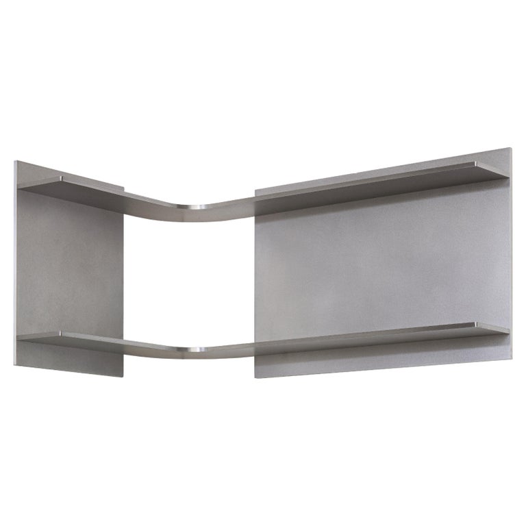 Angle Shelf in Waxed Aluminium by Johan Viladrich For Sale