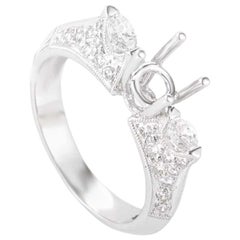 Angled 18 Karat White Gold Diamond Pave Mounting Ring MFC08-062913
