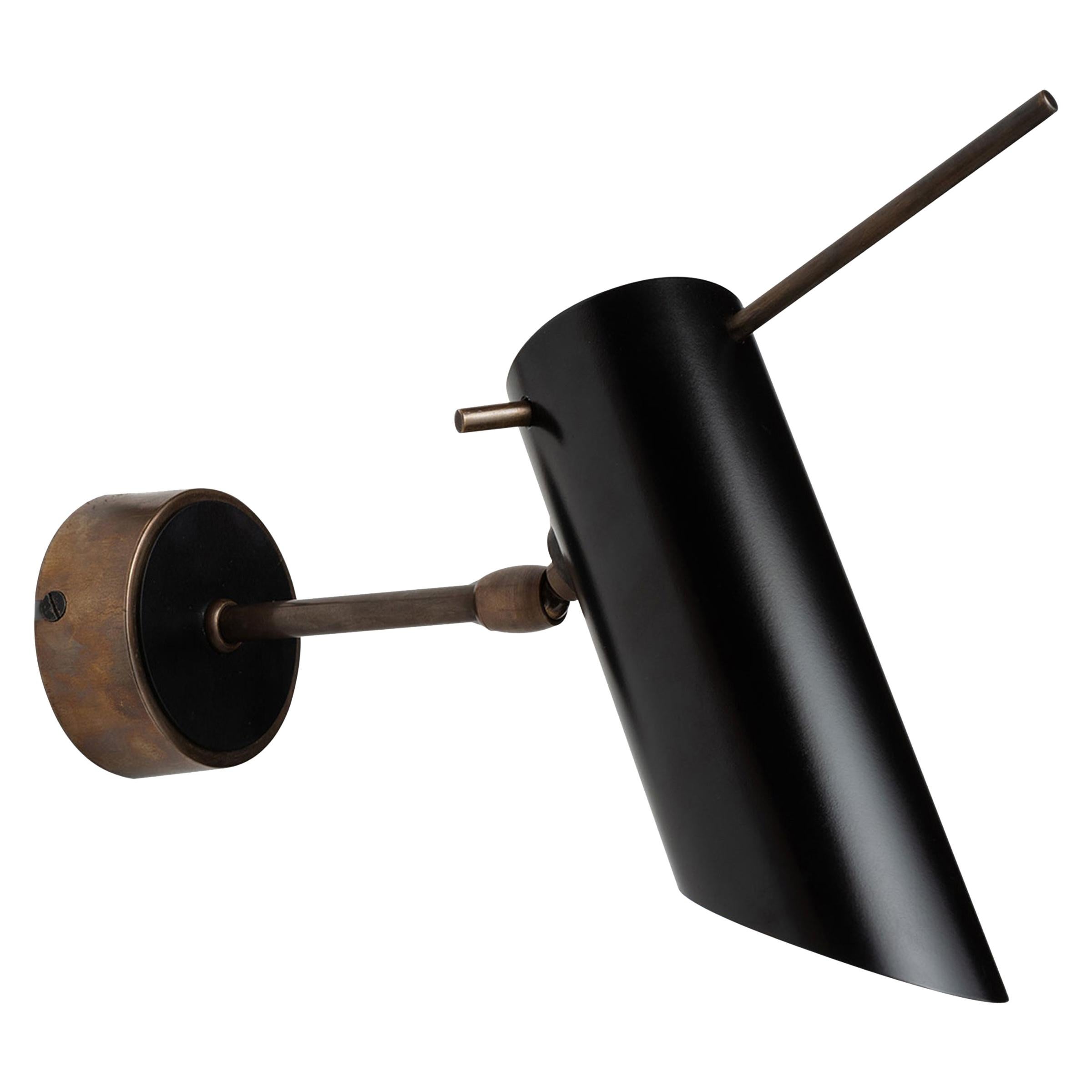 Lampe à tableau angulaire en métal noir, fabriquée en Italie