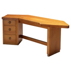 Angled French Desk with Drawers in Solid Pine