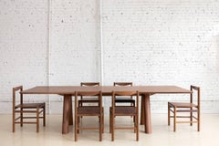 Contemporary Angled Leg Column Dining Table in Walnut Wood by Fort Standard
