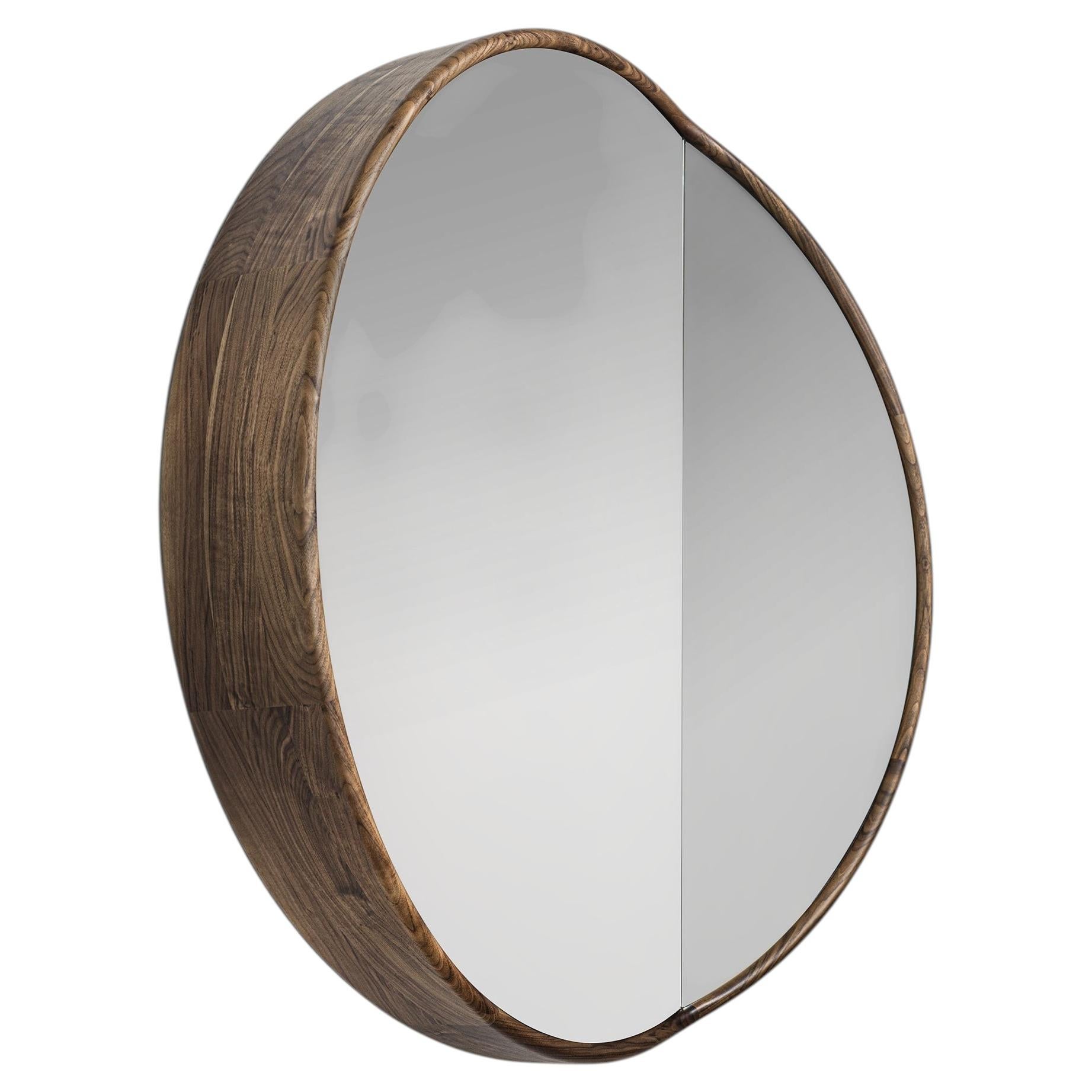 Angled Walnut Mirror For Sale