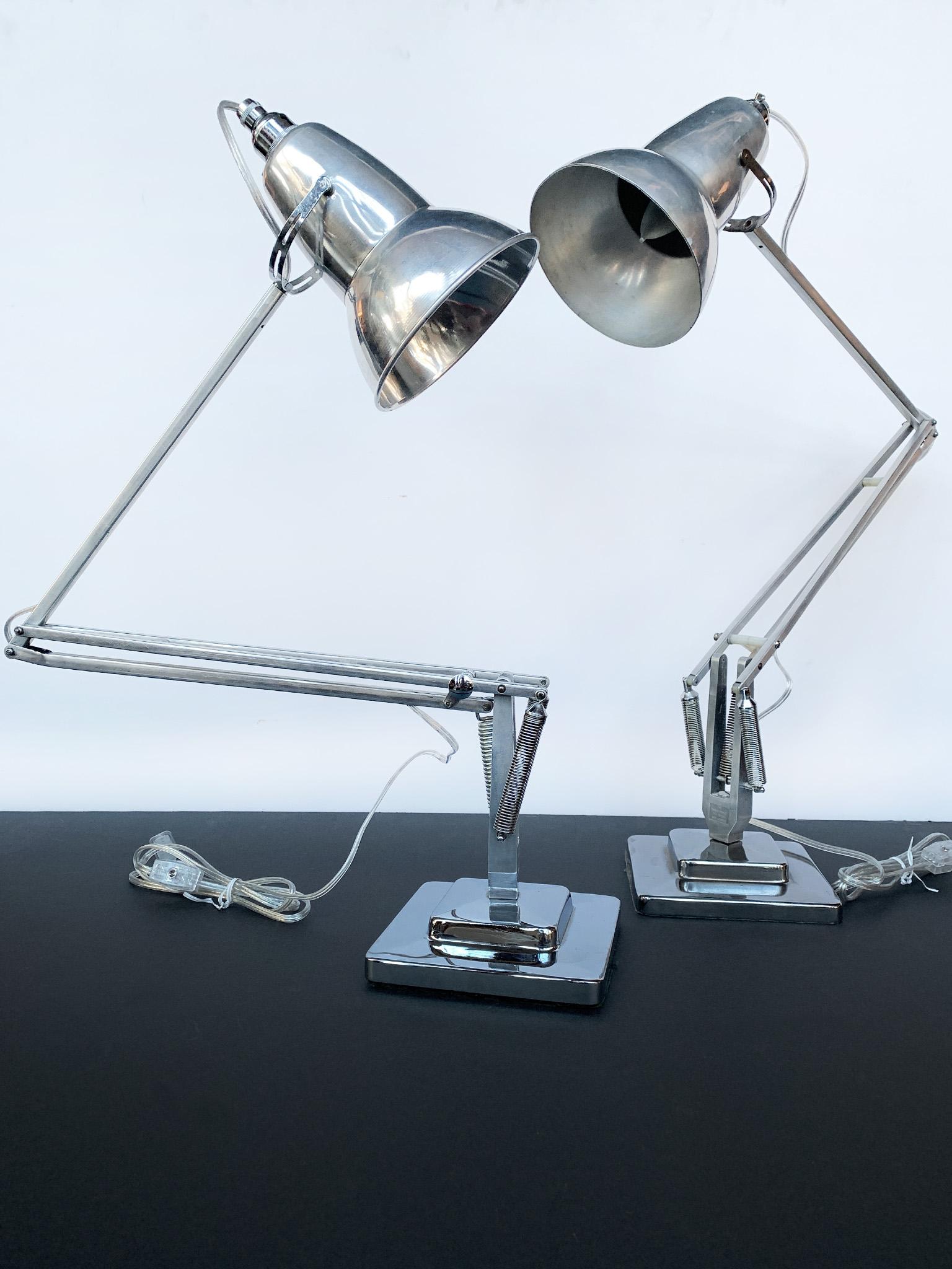 Mid-Century Modern Anglepoise Aluminum Desk Lamps by Herbert Terry & Sons, Set of 2