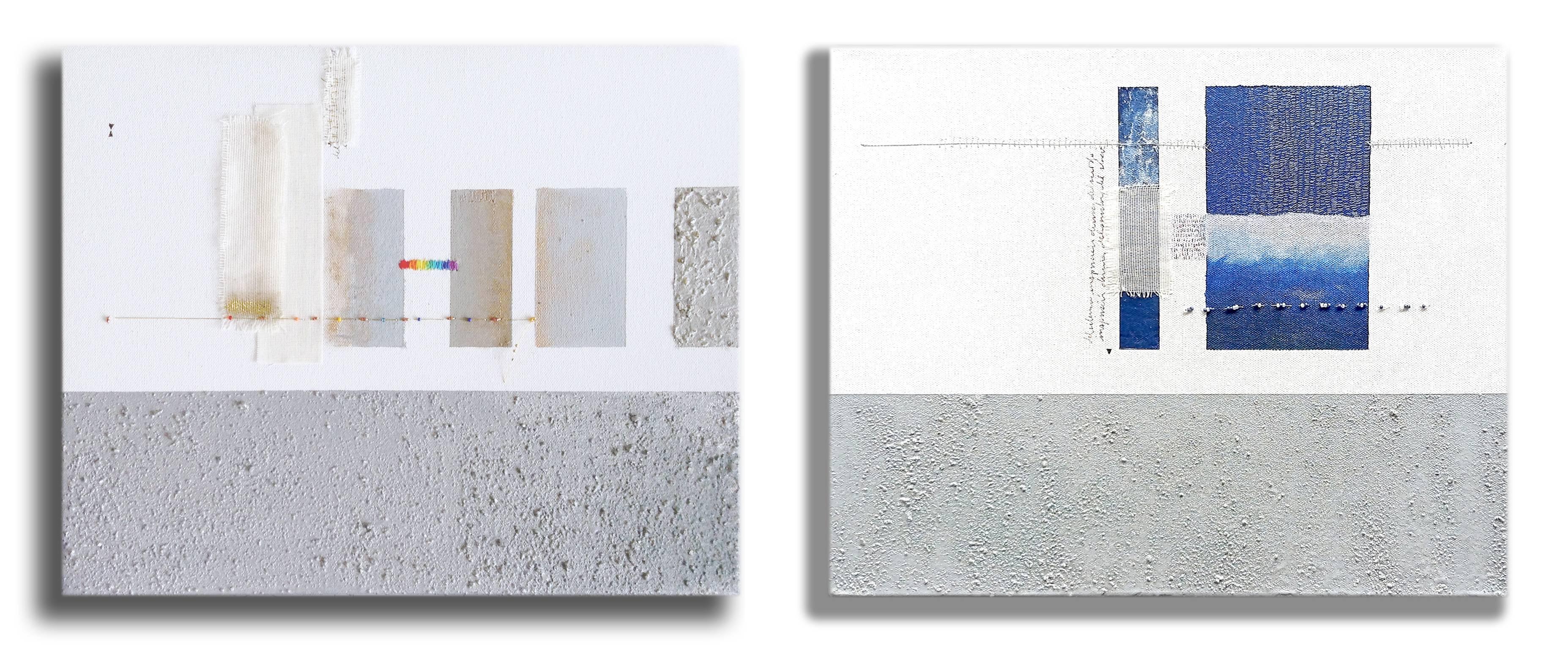 Diptyque : Intenciones del Silencio XII et XIV. Technique mixte sur toile - Art de Angélica Chavarro Franco