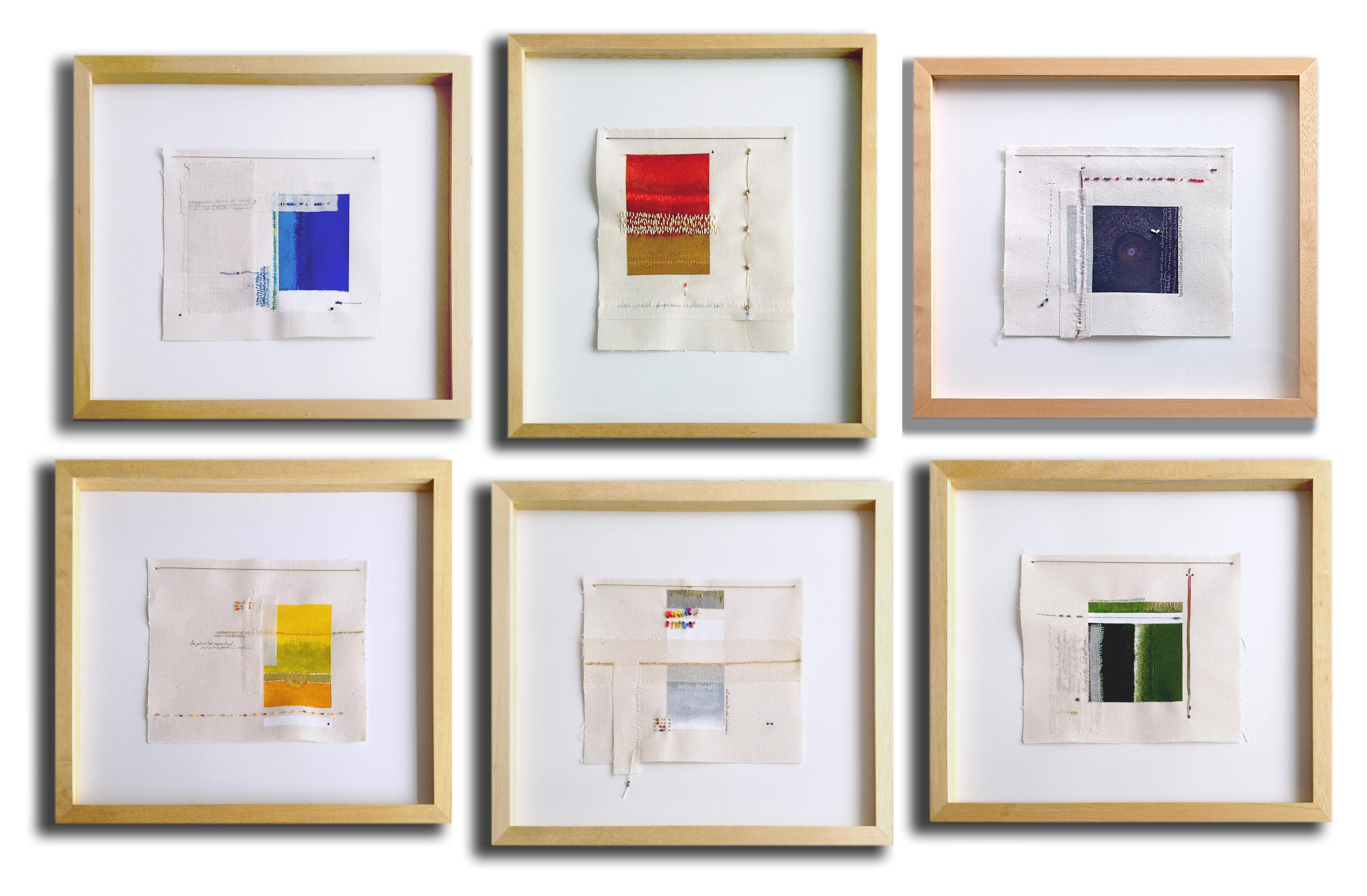 Set di 6 opere d'arte della serie Intenciones del Silencio - Mixed Media Art di Angélica Chavarro Franco