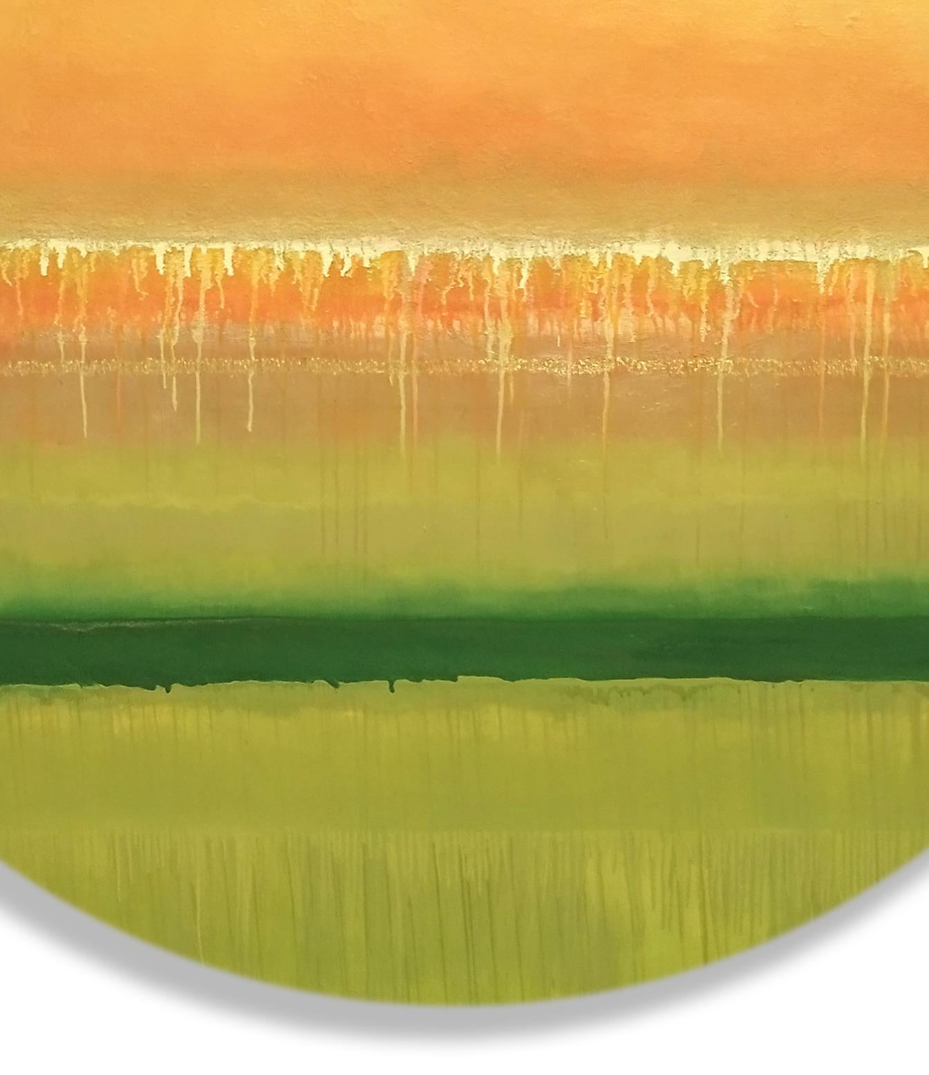 Sagrada Dualidad III. Olio su tela - Abstract Painting Arancia di Angélica Chavarro Franco