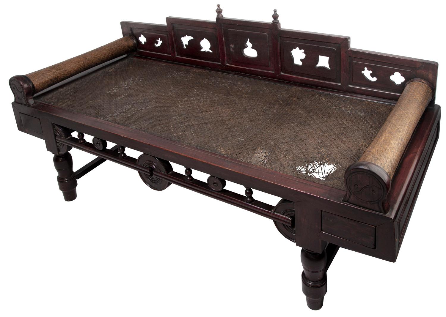 20th Century Anglo Aian Cane Daybed For Sale