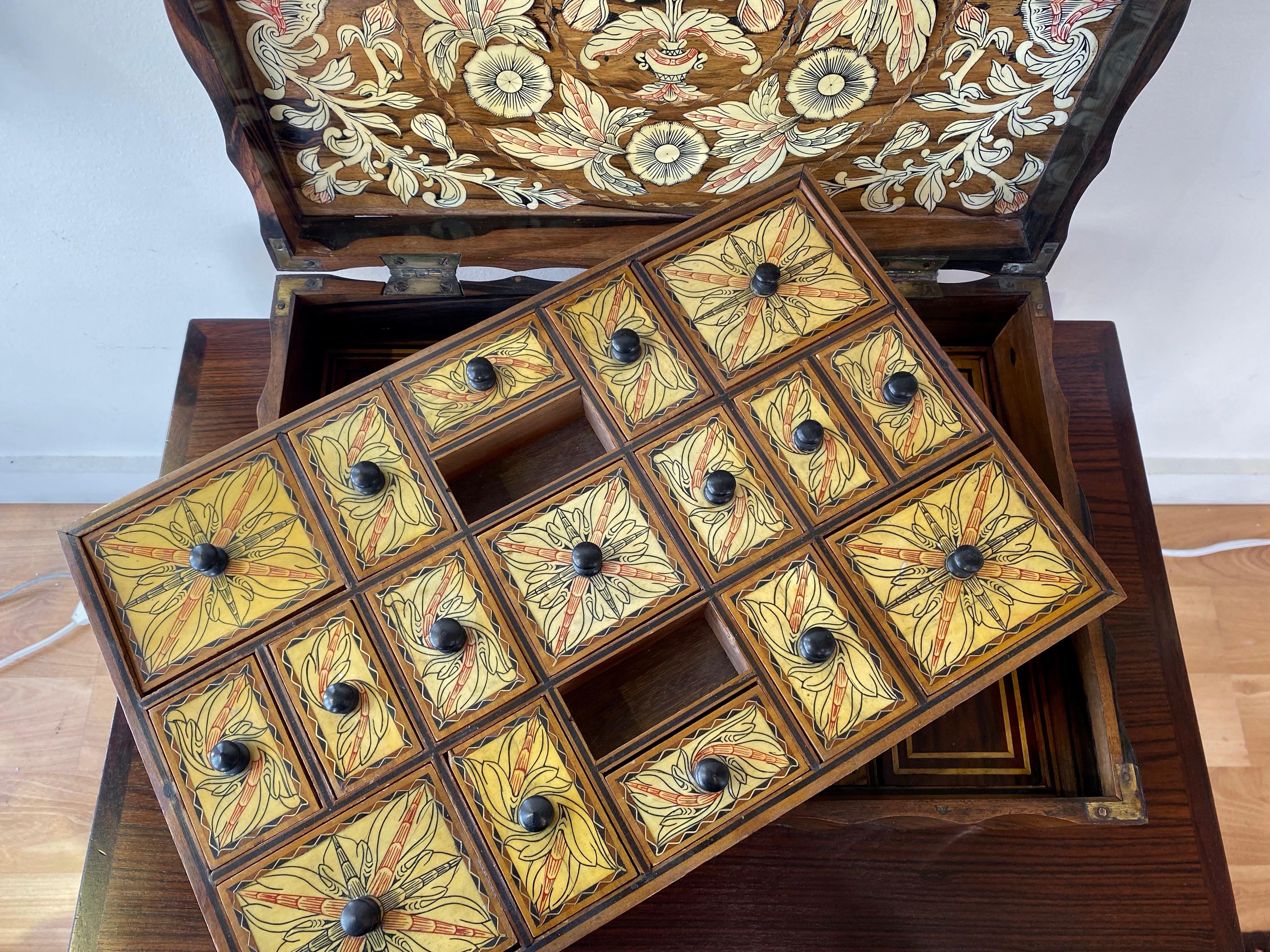 Anglo-Ceylonese Coromandel Work Box with Exceptional Decoration, Late 19th C. 3