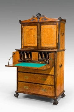 Anglo-Chinese Amboyna and Secretaire Bookcase