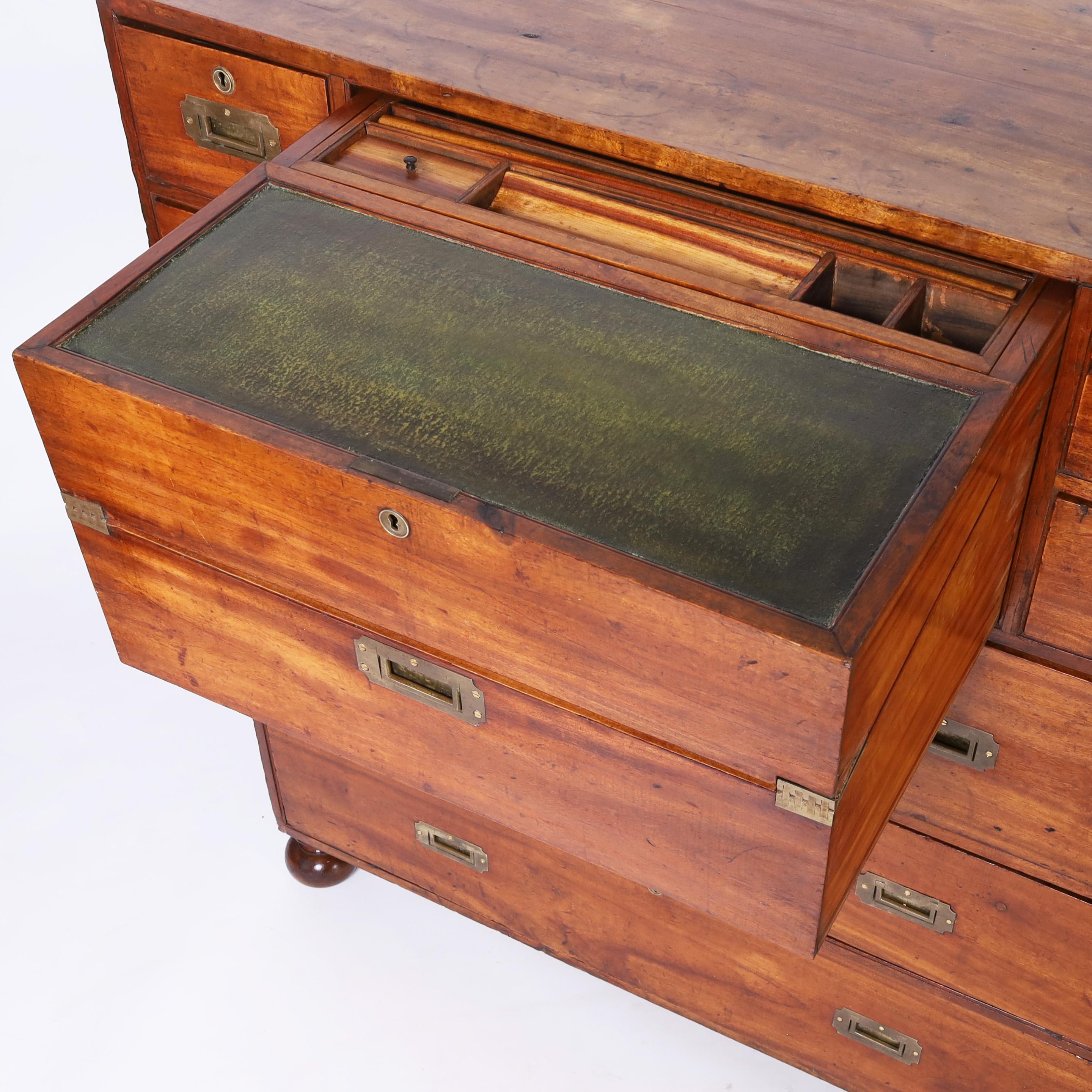 19th Century Anglo Chinese Antique Campaign Chest with Desk For Sale