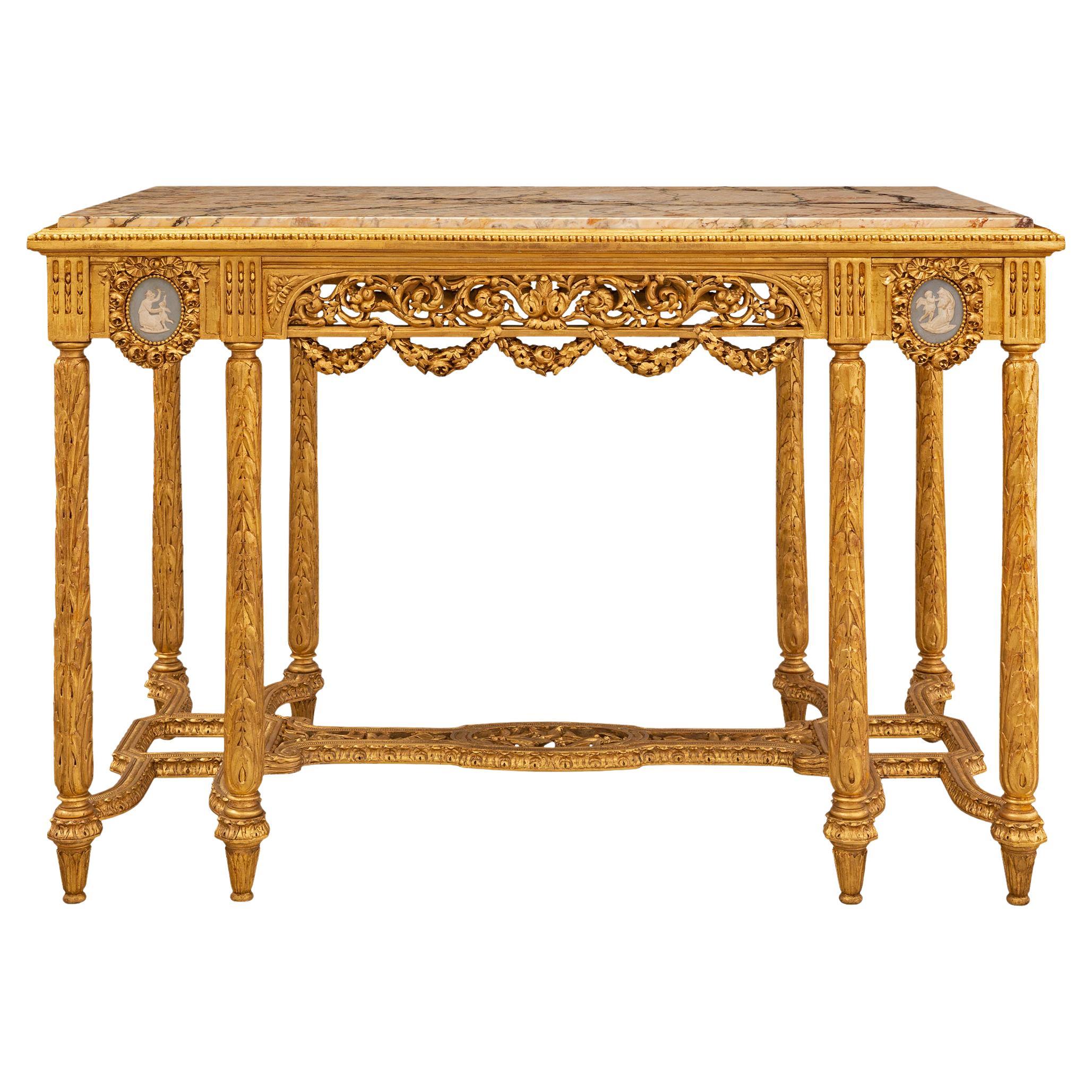 Table centrale de style Louis XVI anglo-français du 19ème siècle