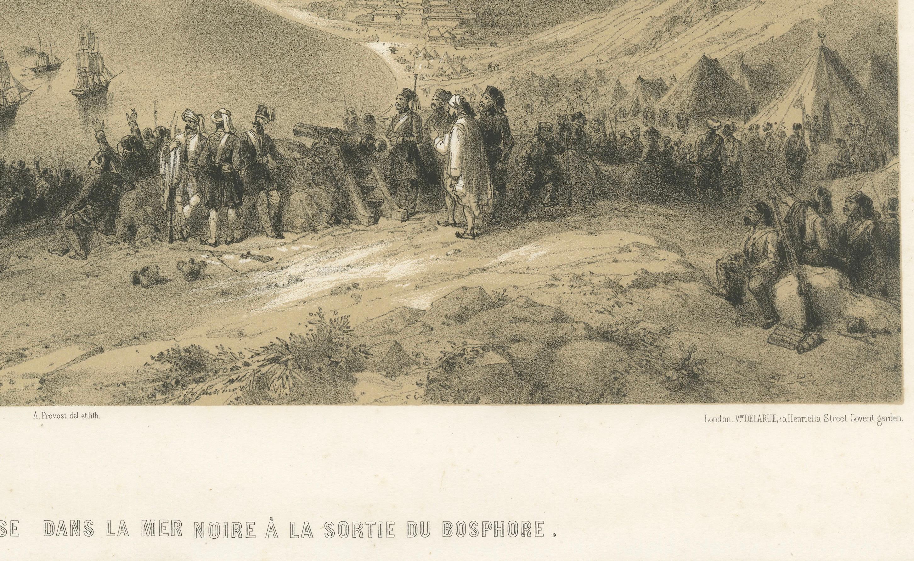 Français Flotte anglo-française entrant dans la mer Noire depuis le Bosphore - Guerre de Crimée, 1854 en vente