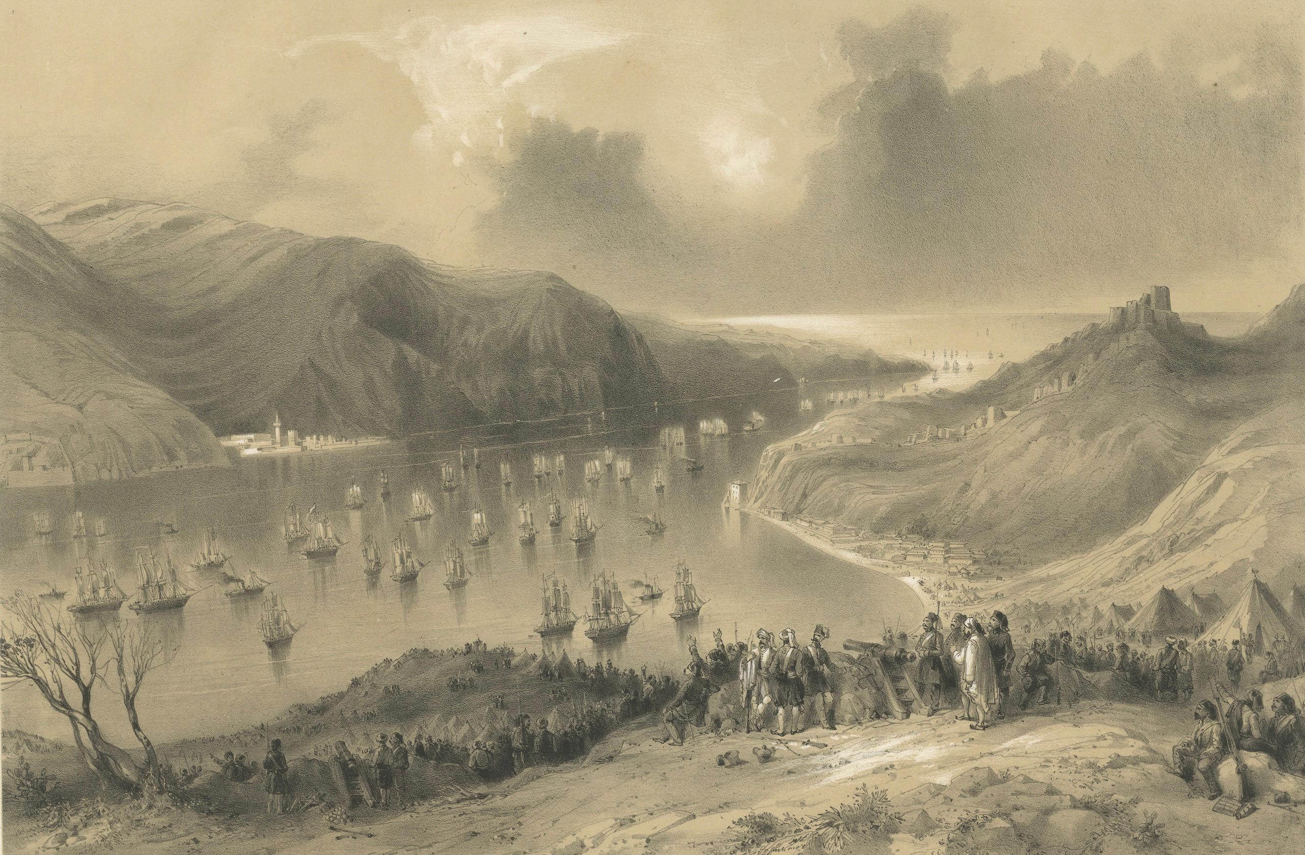 Flotte anglo-française entrant dans la mer Noire depuis le Bosphore - Guerre de Crimée, 1854 en vente 1