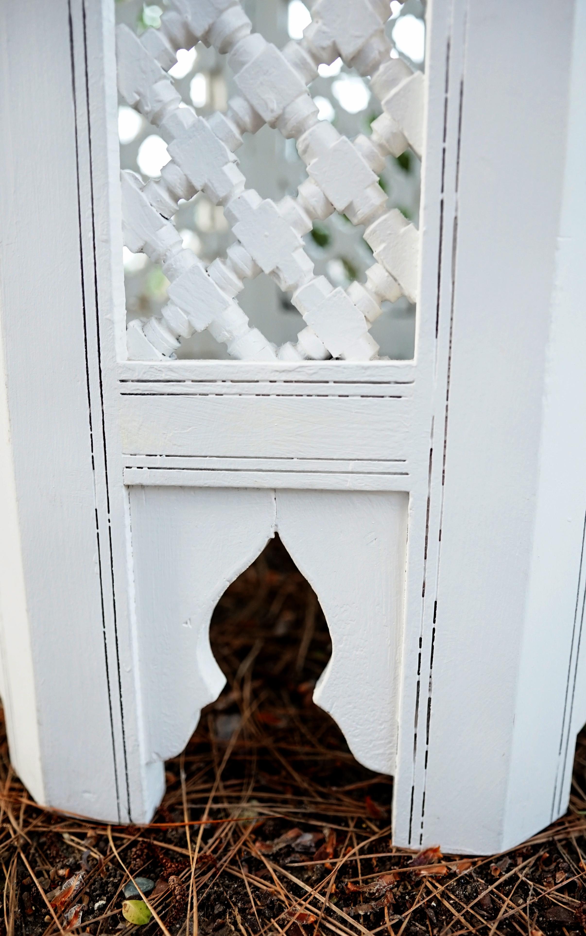 Anglo-Indian Anglo Indian Style Lattice White Center Console Table For Sale