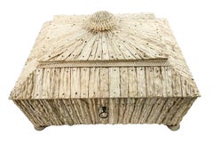 Anglo-Indian 14"w Stag Horn Veneered Sandalwood Document/Storage Box