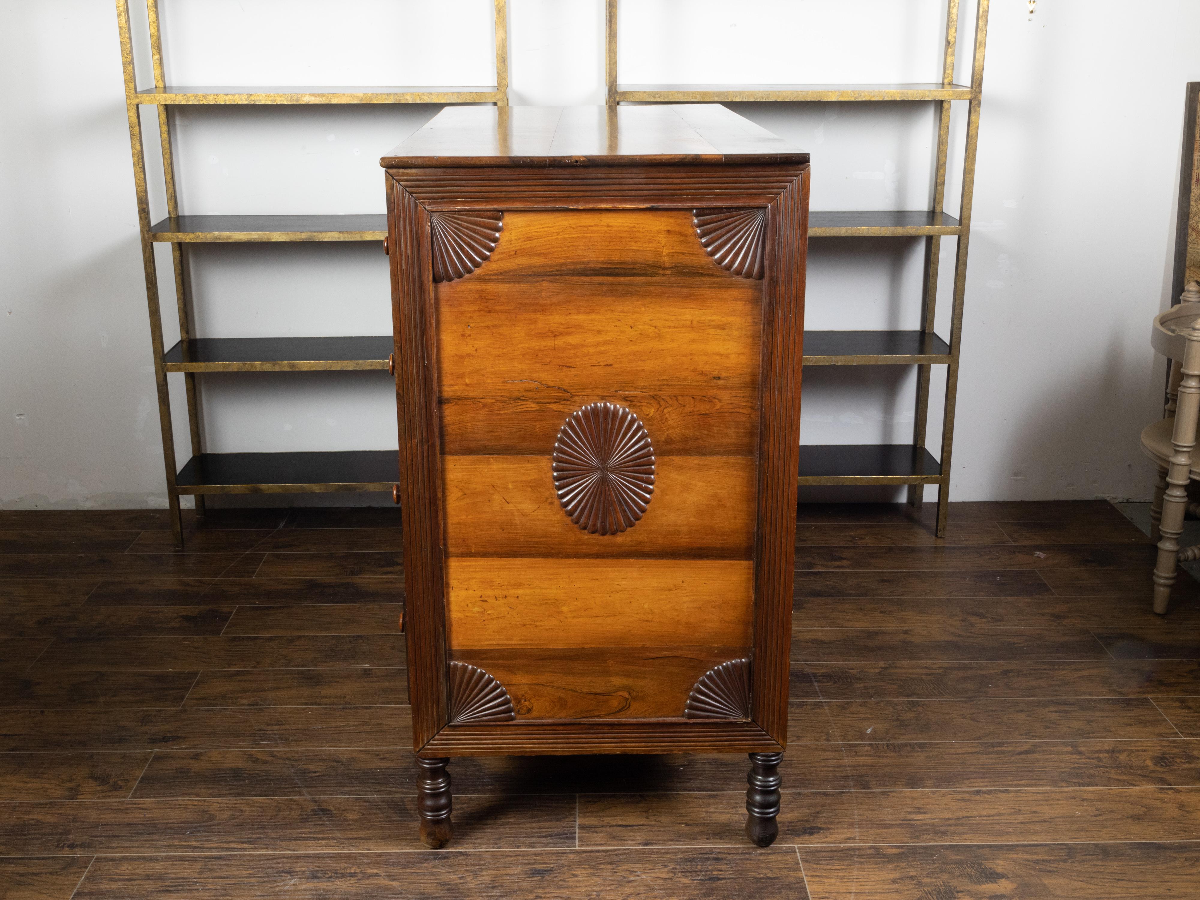 Anglo-Indian 1800s Six-Drawer Chest with Radiating Fan Motifs and Bone Inlay 10