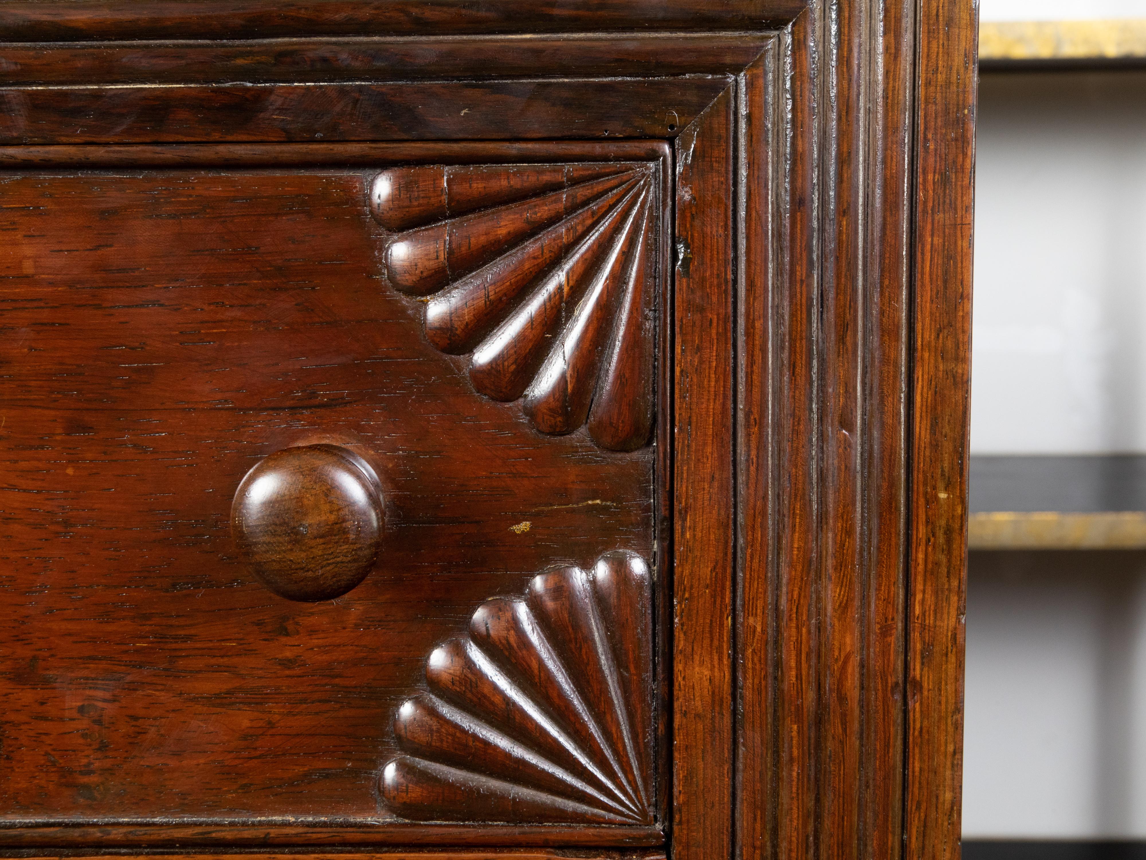 19th Century Anglo-Indian 1800s Six-Drawer Chest with Radiating Fan Motifs and Bone Inlay
