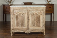 Anglo-Indian 1820s Bleached and Carved Pine Buffet with White Marble Top