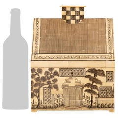 Anglo-Indian 19th century black patinated, Bone and Oak box