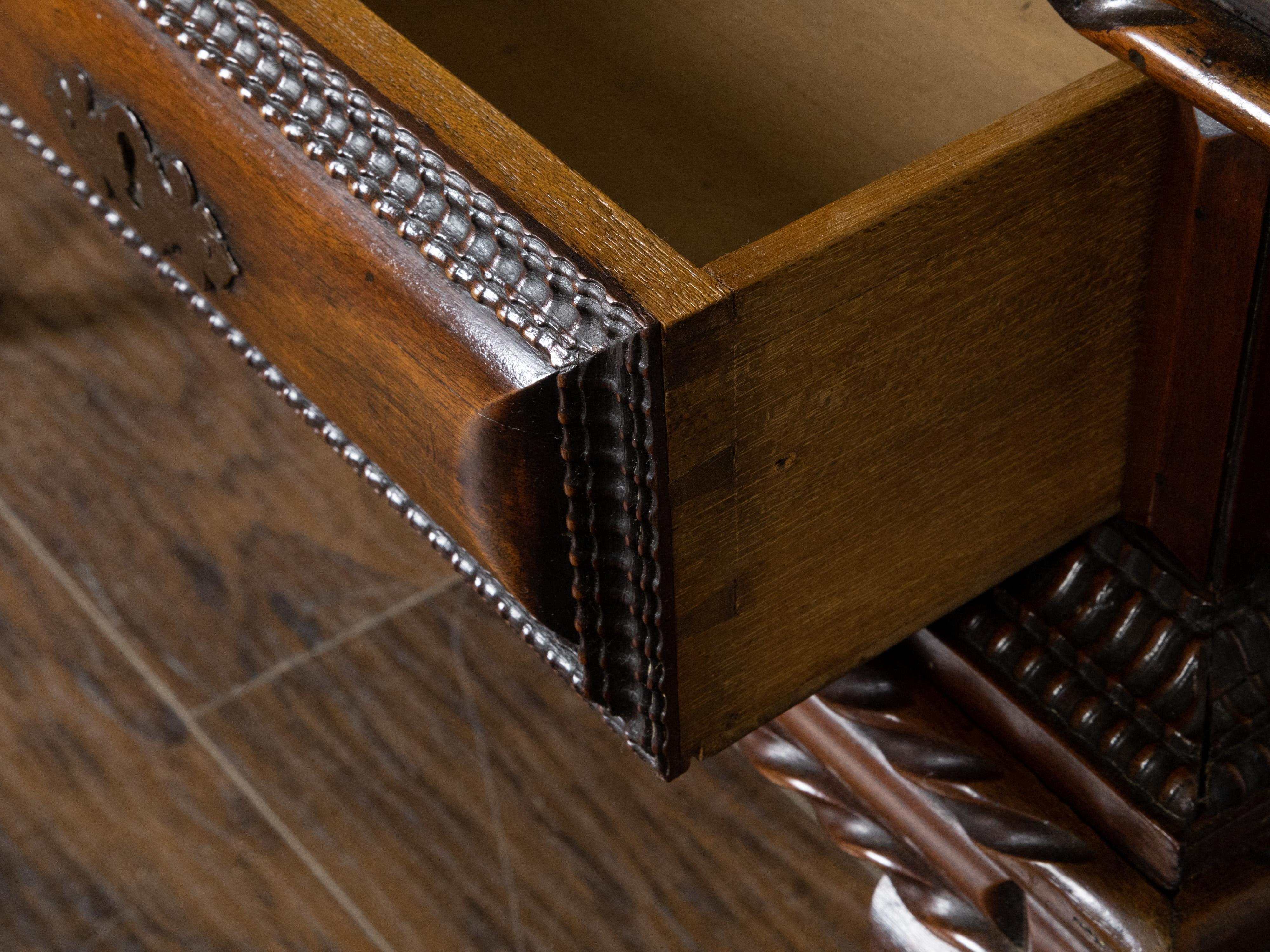 Anglo-Indian 19th Century Two-Toned Geometric Front Mahogany Coffer on Base For Sale 3