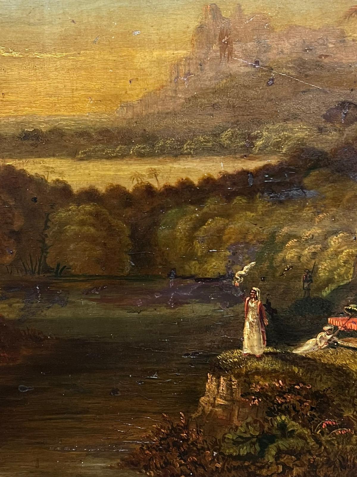 Indian Landscape with Figures
Anglo/ Indian School, 19th century
signed & Dated 1878
oil painting on board, framed
framed: 16 x 23 inches
board: 14.5 x 22 inches
provenance: private collection, UK
condition: good and sound condition, a few surface