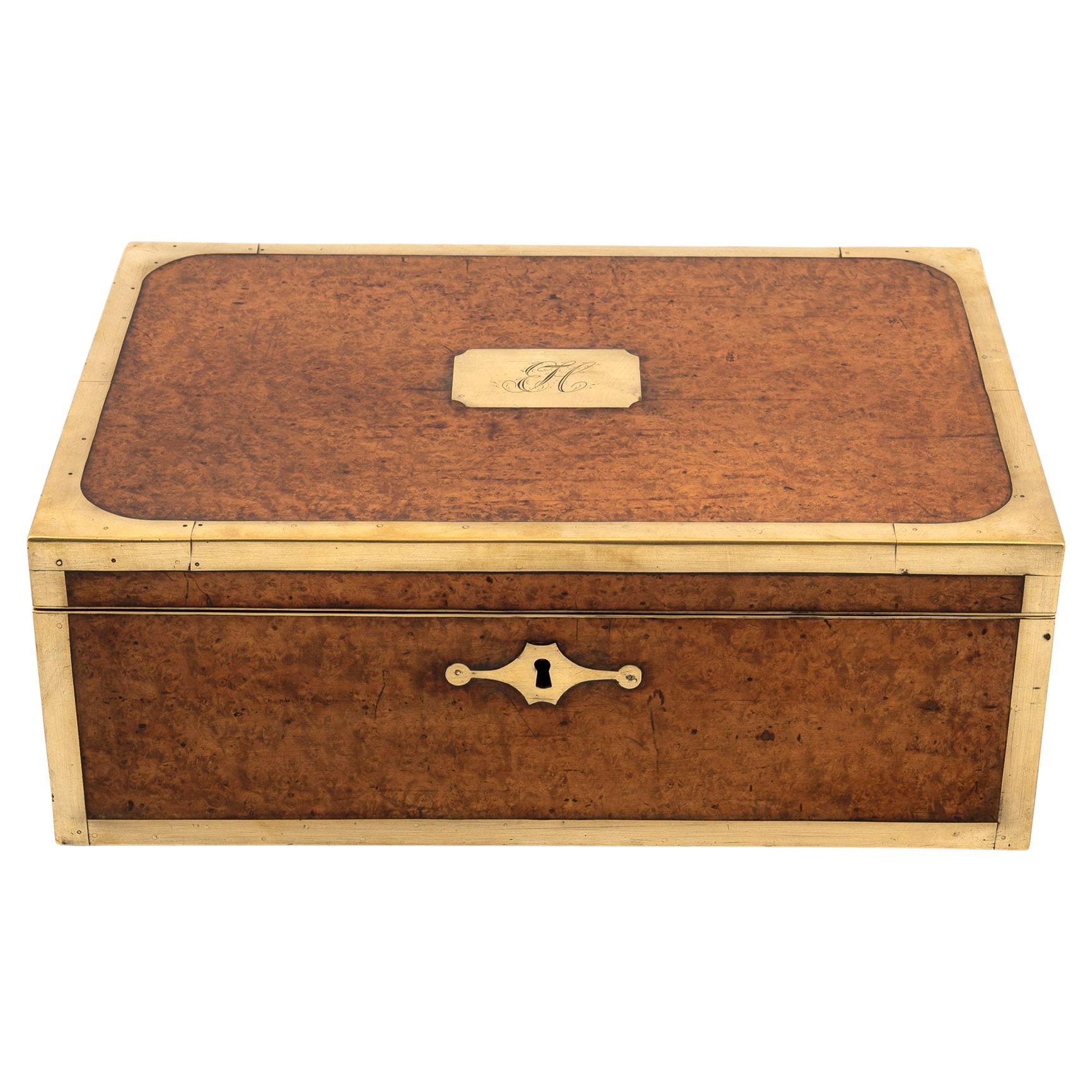 Anglo Indian Amboyna Campaign Writing Box For Sale