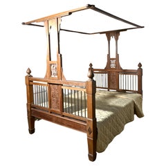 Anglo Indian Antique 4 Poster 5ft Double Bed  This is a very unusual bed it has