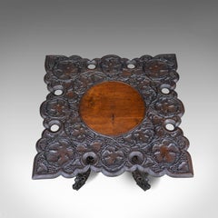Anglo-Indian Antique Campaign Table, Carved, Teak, Side, circa 1900