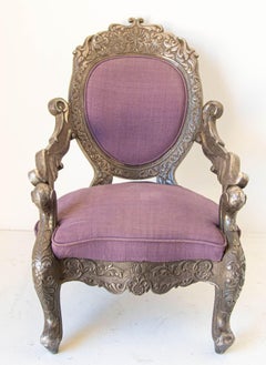 Anglo Indian Armchair Throne Silver Embossed Throne 19th Century